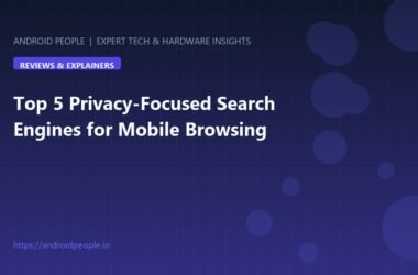 Comparison infographic of top 5 privacy search engines for Android mobile Chrome browser