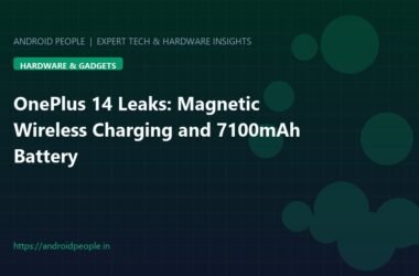 OnePlus 14 leak render displaying magnetic wireless charging and 7100mAh battery badge