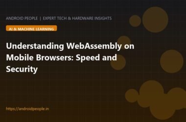 WebAssembly logo and code architecture diagram on modern mobile web browser display