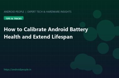 Android battery health statistics screen displaying charge cycle count and battery calibration guide